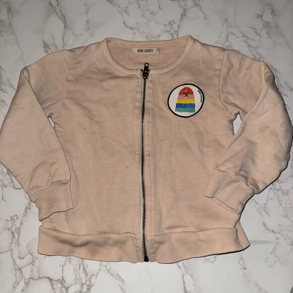 Bobo Choses Other - Bobo Choses Girls Pink Full Zip Graphic Top Long Sleeve 4-5 Petite Monster Spain